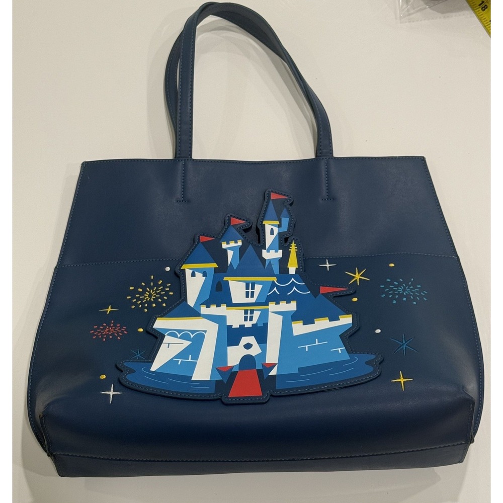 Disneyland Resort 65th Anniversary Applique Castle Tote Bag Loungefly Blue Large